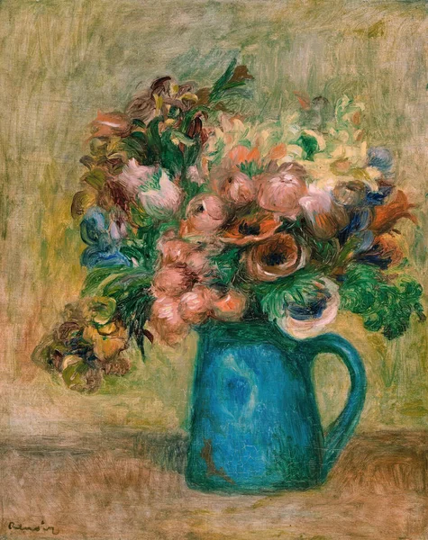 Vase Flowers Vase Fleurs Oil Painting Canvas 1889 French Painter — ストック写真