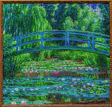 The Japanese Footbridge and the Water Lily Pool, Giverny, oil painting on canvas 1899 by French painter Claude Monet (1840 - 1926).