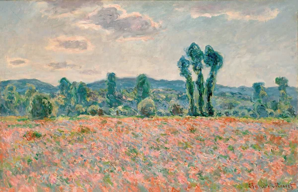 Poppy Field Olejomalba Plátně Polski Pole Makw Datovaná 1890 Francouzským — Stock fotografie