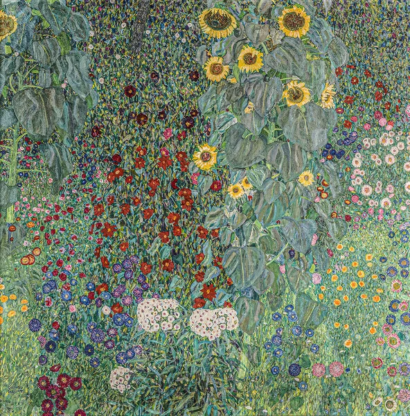 Farmářská Zahrada Slunečnicemi Olejomalba Plátně 1907 Gustava Klimta 1862 1918 — Stock fotografie