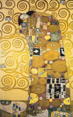 Preparatory design for the decoration of the interior of Stocklet Palace, Brussels, Belgium (Deutsch: Entwurf fr den Wandfries im Palais Stoclet in Brssel), oil painting on board between (1905-1909), by Gustav Klimt (1862-1918). 