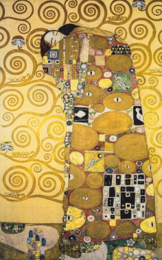 Preparatory design for the decoration of the interior of Stocklet Palace, Brussels, Belgium (Deutsch: Entwurf fr den Wandfries im Palais Stoclet in Brssel), oil painting on board between (1905-1909), by Gustav Klimt (1862-1918).  clipart