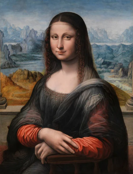 Mona Lisa (1503-19), Leonardo da Vinci 'nin 22 Şubat 2012 tarihinde basında yayınlanan bu tarihsiz fotoğrafta gösterilmiştir. Leonardos öğrencilerinden biri tarafından yapılmış, muhtemelen Sala (1480-1524) veya Francesco Melzi (1493-1572 / 3)).