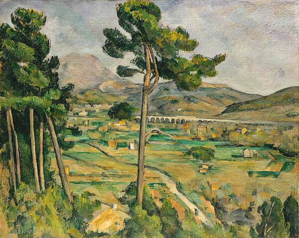 Mont Sainte-Victoire and the Viaduct of the Arc River Valley (French: La Montagne Sainte-Victoire vue de Montbriand), oil painting on canvas between 1882 and 1885 - by French painter, Paul Cezanne (1839 -1906). 
