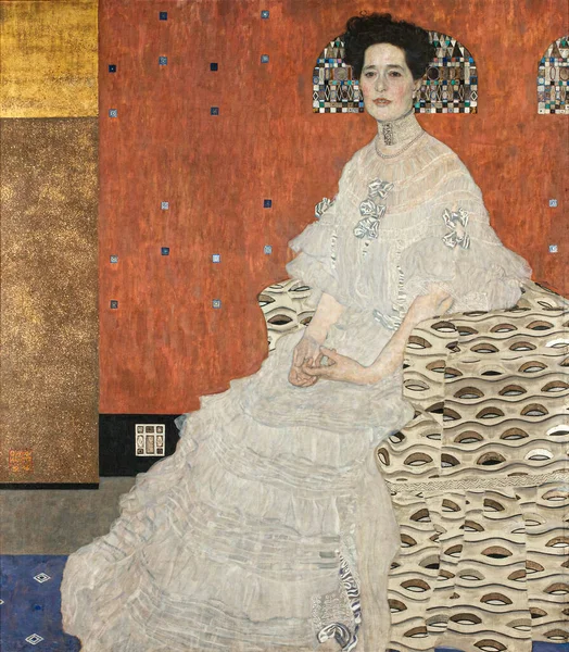 Portrait Fritza Riedler Oil Painting Canvas 1906 Gustav Klimt 1862 — стокове фото