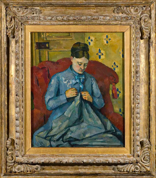 画家夫人肖像 油画画布 1877年 法国画家Paul Cezanne 1839 1906 沙安的妻子Hortense Fiquet — 图库照片