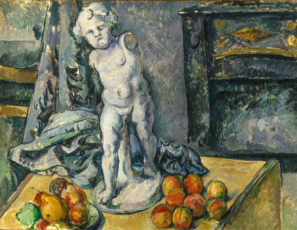 柏拉图的静物 静物与雕像 1890年油画 法国画家Paul Cezanne 1839 1906 — 图库照片