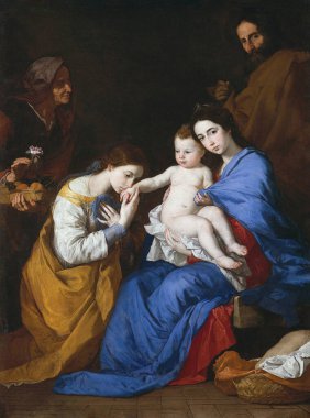 İskenderiyeli Aziz Anne ve Catherine ile Kutsal Aile, 1648 (MS 17), İtalyan sanatçı Ribera, Jusepe de (lo Spagnoletto) (1591-1652) tarafından tuval üzerinde yağlanmıştır.).