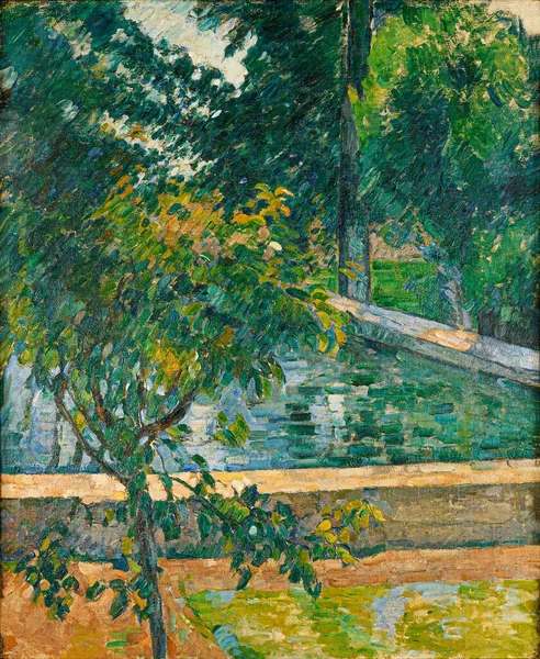 Bassin Jas Bouffan Pool Jas Bouffan 1878年法国画家Paul Cezanne的油画 — 图库照片