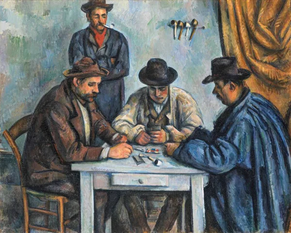 Card Players 1893 Óleo Sobre Lienzo Del Artista Francés Cezanne — Foto de Stock