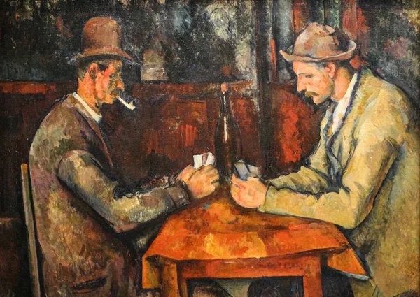Card Players 1893 Óleo Sobre Lienzo Del Artista Francés Cezanne —  Fotos de Stock