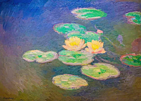 Nympheas Effet Soir Waterlilies Evening Oil Painting Canvas 1897 French — Stock Photo, Image