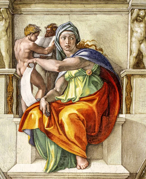 Delphic Prophet Delphic Sibyl Fresco Painting Sistine Chapel Ceiling Vatican — Stock Photo, Image