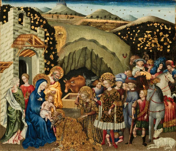 Adorazione Dei Magi Una Tempera Oro Tavola Quattrocentesca 1440 Dell — Foto Stock