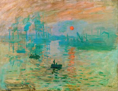 Claude Monet, Impression, Sunrise (soleil levant), is an oil painting on canvas titled Impression, Sunrise - soleil levant dated 1872 by French painter Claude Monet (1840 - 1926).  clipart
