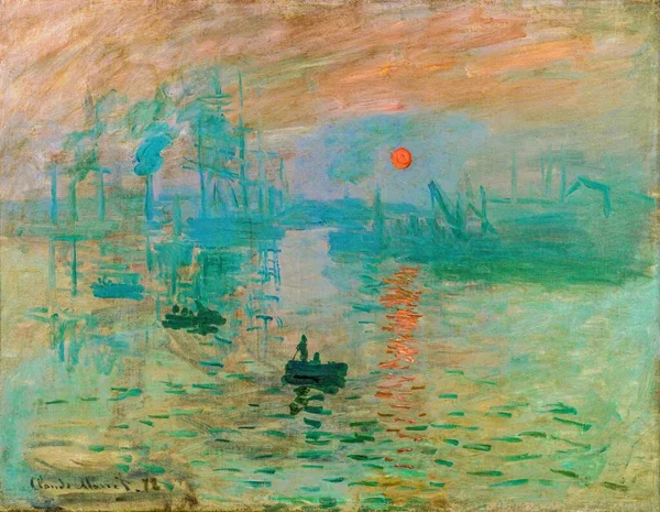 Claude Monet Impression Sunrise Soleil Levant Oljemålning Duk Med Titeln — Stockfoto