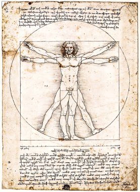 The Vitruvian Man, The Proportions of the human figure (after Vitruvius), 1492 AD (C15th AD) (pen & ink on paper), by Italian Artist Leonardo da Vinci (1452-1519). clipart