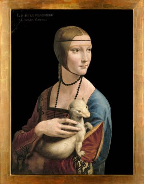 Erminli Kadın (Cecilia Gallerani), Cecilia Gallerani 'nin Portresi (ca.1473-1536) İtalyan sanatçı Leonardo da Vinci' nin 1452-1519 yılları arasında yaptığı ceviz tablosu üzerindeki yağdır.). 