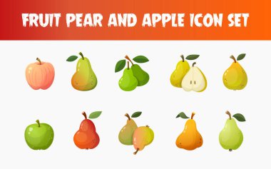 iş, web sitesi, uygulama ve diğerleri için meyve armudu ve elma simgesi