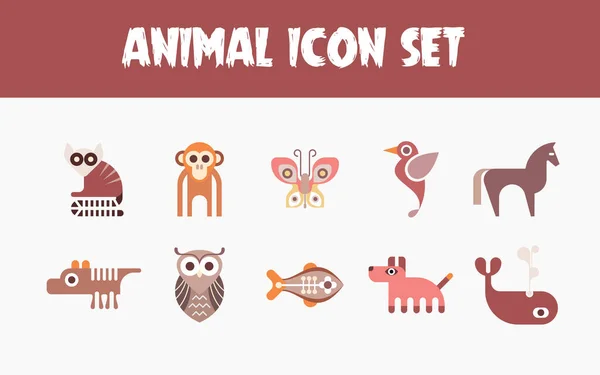 Cute Animal Icon Set Website App Business Anything — Stock Vector