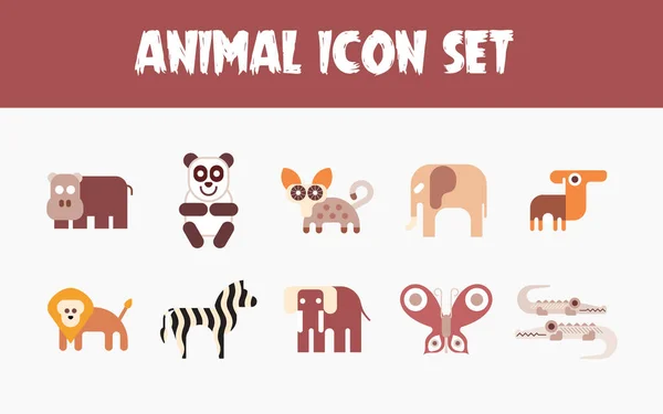 Lindo Animal Icono Conjunto Para Sitio Web Aplicación Negocio Cualquier — Vector de stock