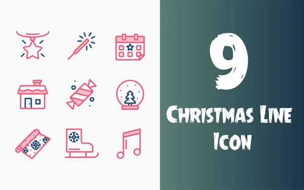 Kerstlijn Icoon Voor Het Bedrijfsleven App Website Anderen — Stockvector