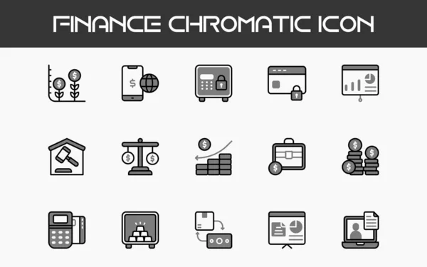 Finanzen Chromatisches Icon Set Für Website App Geschäft Und Usw — Stockvektor
