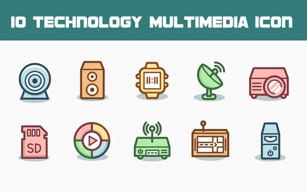 Multimedia Gadget Icon Set Für Website App Geschäft Und Etc — Stockvektor