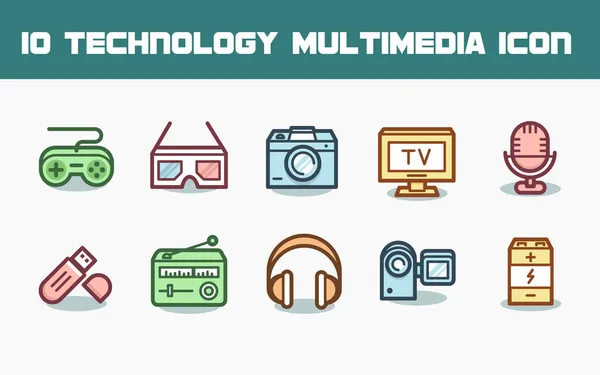 Multimedia Gadget Icon Set Für Website App Geschäft Und Etc — Stockvektor