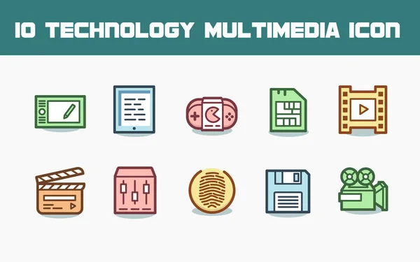 Multimedia Gadget Icon Set Für Website App Business Und Andere — Stockvektor