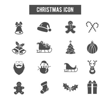 Katı Gri Ölçekli Noel Renk Simgesi Kış Tatili