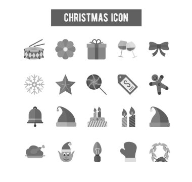 Noel tatili katı ikon seti. Koleksiyon, eskizler, semboller. Web tasarımı ve mobil uygulama için yeni yıl işaretleri