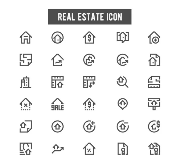 Simple Line Icons Set Real Estate Related Vector Содержит Такие — стоковый вектор