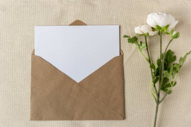 Çiçekli maket kartı. Davetiye kartı