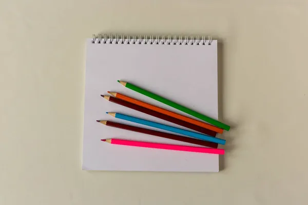 Color pencil on white notebook — Stock Photo, Image