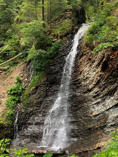 Huk Waterfall Carpathians Bukovel Ski Resort Summer Season Long Exposure — ストック写真