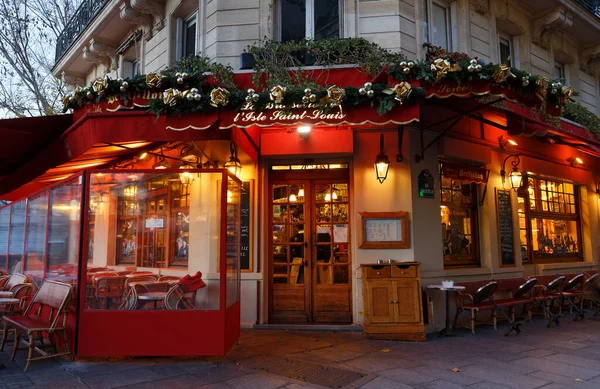Parijs Frankrijk November 2021 Beroemde Brasserie Ile Saint Louis Gedecoreerd — Stockfoto