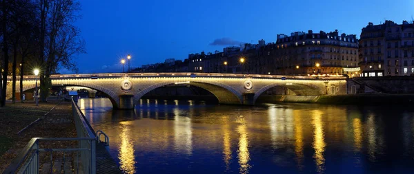 Notte Vista Panoramica Del Pont Louis Philippe Ponte Attraverso Senna — Foto Stock