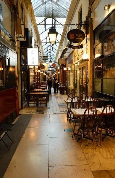 Paris França Fevereiro 2022 Passagem Dos Panoramas Mais Antiga Passagem — Fotografia de Stock