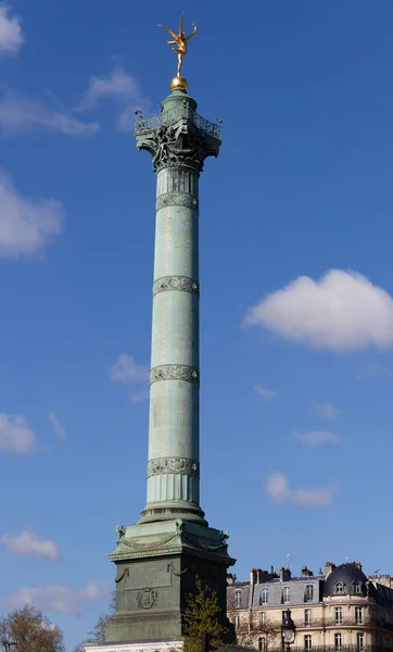 Colonne Juillet Sur Place Bastille Soleil Paris France — Photo