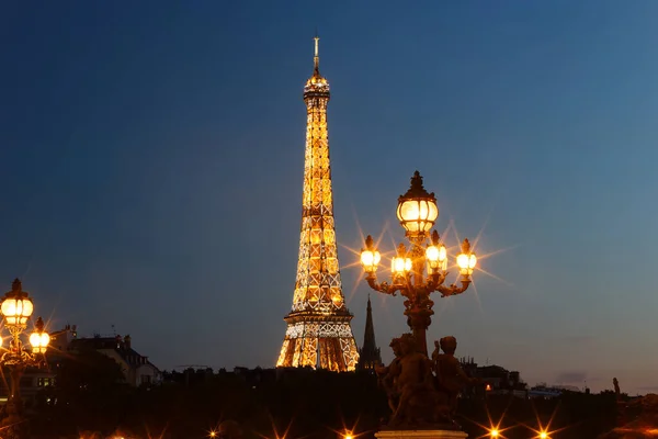 Parijs Frankrijk Mei 2022 Eiffeltoren Brug Alexandre Iii Zijn Het — Stockfoto