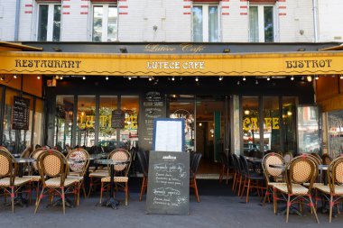 Paris, France-July 11, 2022 : The traditional French restaurant Lutece cafe located at Charonne boulevard in 20 district of Paris, France.