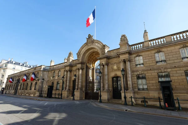 View Entrance Gate Elysee Palace Decorated National French Flags Elysee — Zdjęcie stockowe