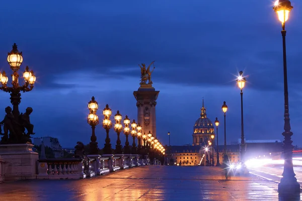 Ponte Alexandre Iii Ponte Arco Che Attraversa Senna Parigi Ampiamente — Foto Stock