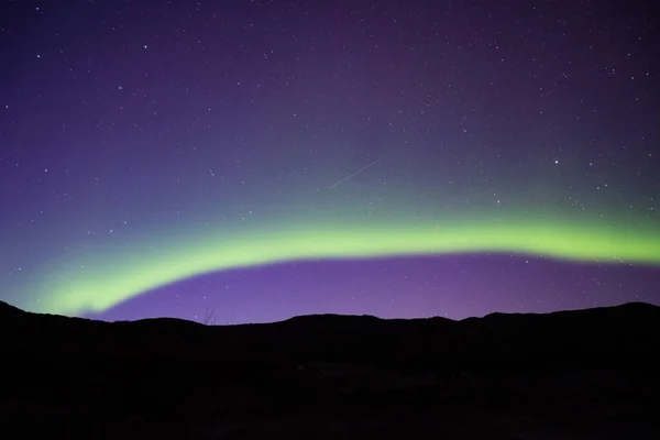 Lumières Nord Vert Vif Sur Rivage Mer Baltique Teriberka — Photo