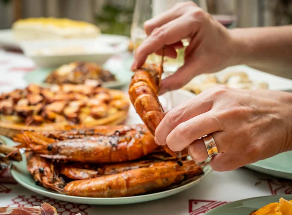 Platen Van Voedsel Voor Grote Feesten Zoals Verjaardagen Jubilea Kerstdiners — Stockfoto