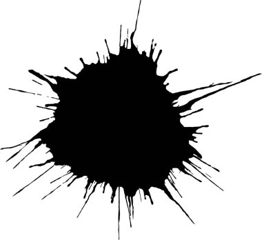 Beyaz arkaplanda siyah mürekkep suluboya damlası.