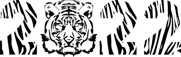 Numery wektorowe ze wzorem paska tygrysa. Szczęśliwego Nowego Roku 2022. — Wektor stockowy