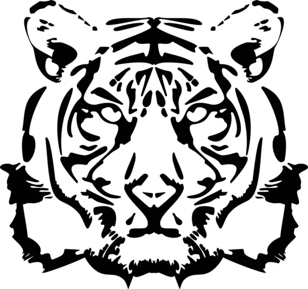 Handdrawn tiger head. Chinese symbol of the New Year 2022. — Stock Vector