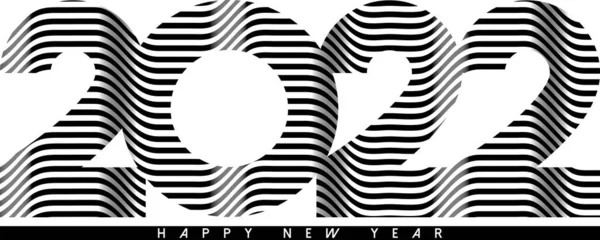 Abstraktní vlnité linie typografie2022. Šťastný Nový rok. — Stockový vektor